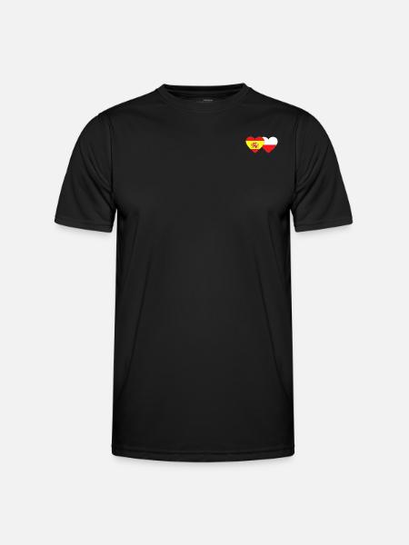 Spain Poland Flag Heart - Men's Functional T-Shirt - black