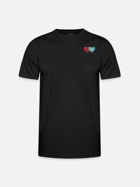 Morocco Kazakhstan Flag Heart - Men's Functional T-Shirt - black