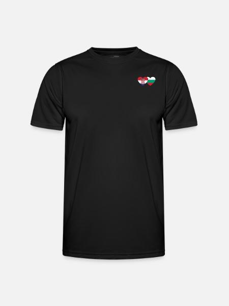 Croatia Bulgaria Flag Heart - Men's Functional T-Shirt - black