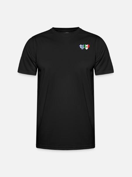 Greece Mexico Flag Heart - Men's Functional T-Shirt - black