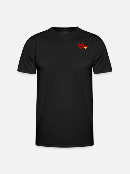 Morocco Germany Flag Heart - Men's Functional T-Shirt - black