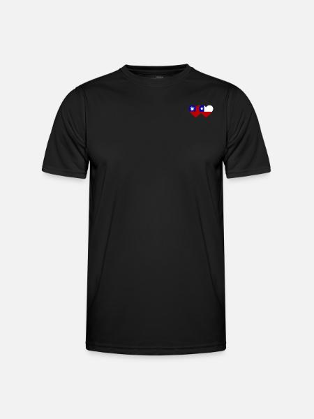 Taiwan Chile Flag Heart - Men's Functional T-Shirt - black