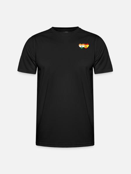 India Spain Flag Heart - Men's Functional T-Shirt - black