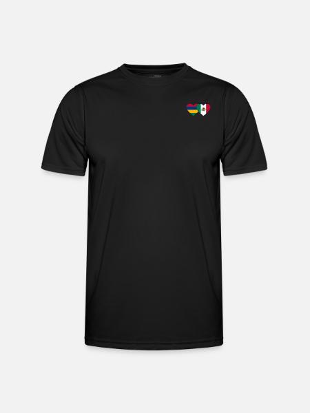 Mauritius Mexico Flag Heart - Men's Functional T-Shirt - black