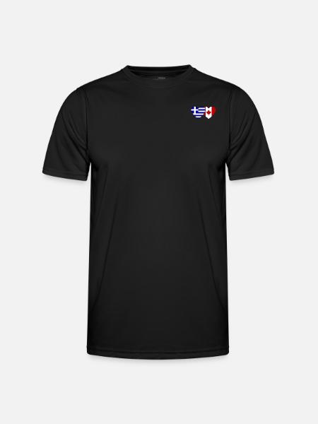 Grèce Canada Flag Heart - T-shirt sport Homme - noir