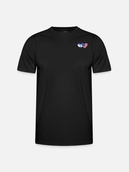 Israel USA Flag Heart - Men's Functional T-Shirt - black