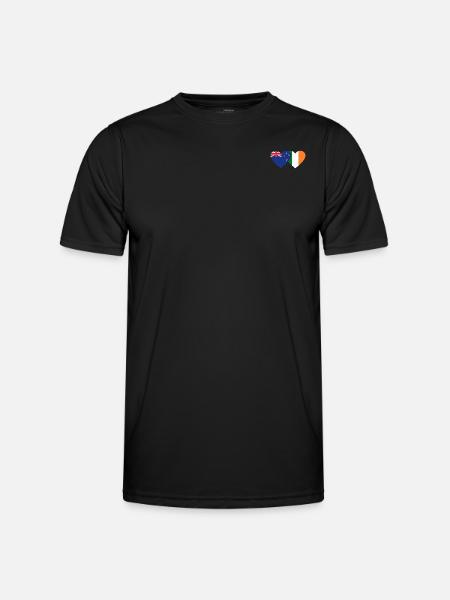 Neuseeland Irland Flagge Herz - Männer Funktions-T-Shirt - Schwarz
