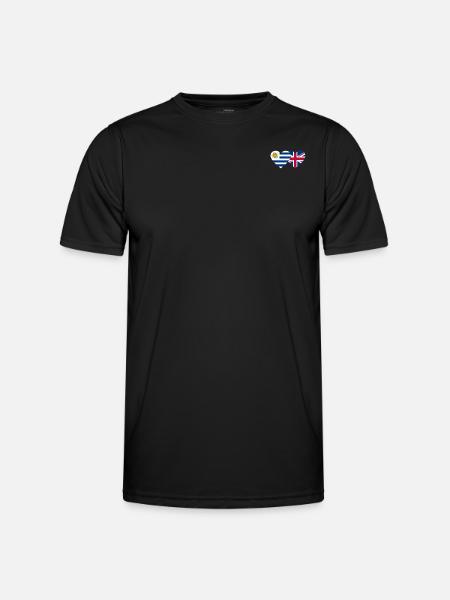 Uruguay England Heart Flag - Men's Functional T-Shirt - black