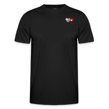 Uruguay Schweiz Herz Flagge - Männer Funktions-T-Shirt - Schwarz - Vorne - AI Model Male 178 dark (178cm)