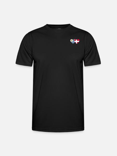Uruguay Denmark Heart Flag - Men's Functional T-Shirt - black