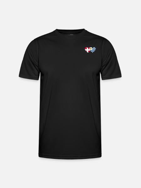 Denmark Uruguay Heart Flag - Men's Functional T-Shirt - black