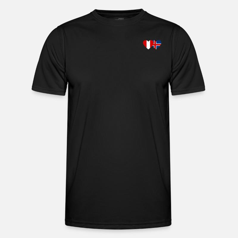 Pérou Islande Drapeau du Cœur T-shirt sport Homme