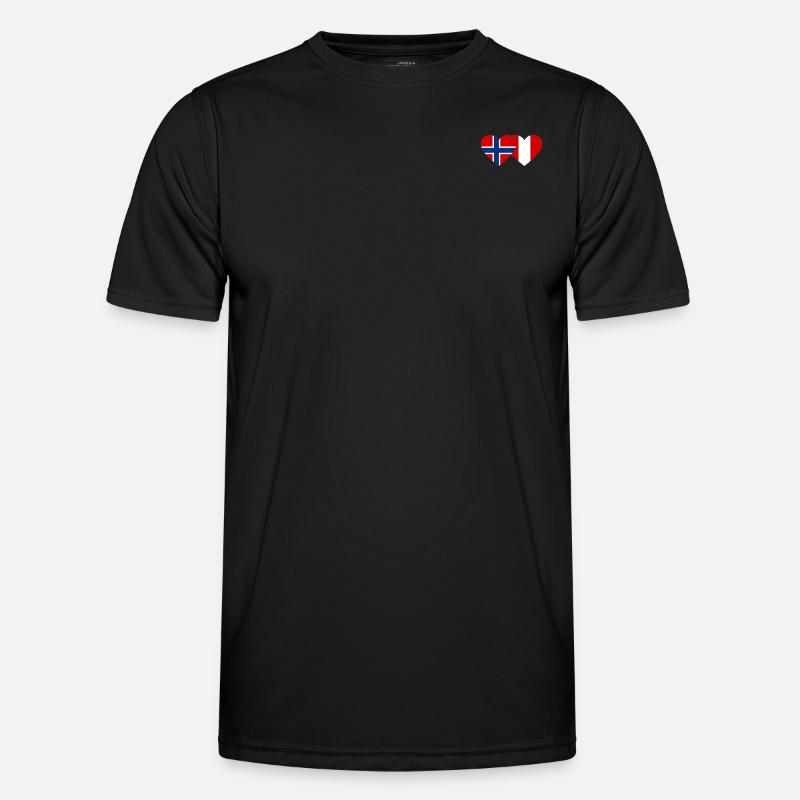 Norvège Pérou Drapeau du Cœur T-shirt sport Homme