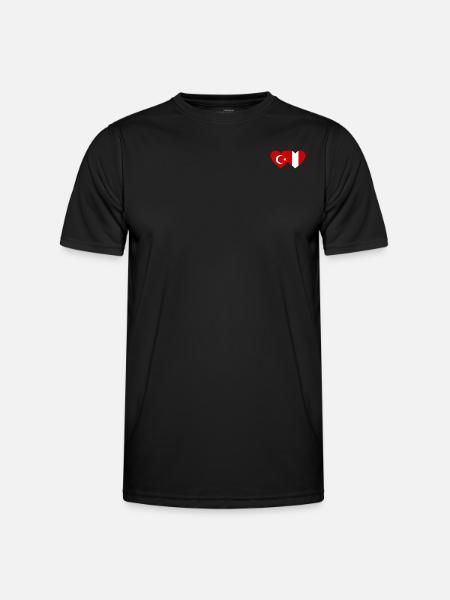 Turkey Peru Heart Flag - Men's Functional T-Shirt - black