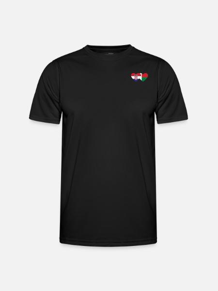 Croatia Madagascar flag heart - Men's Functional T-Shirt - black