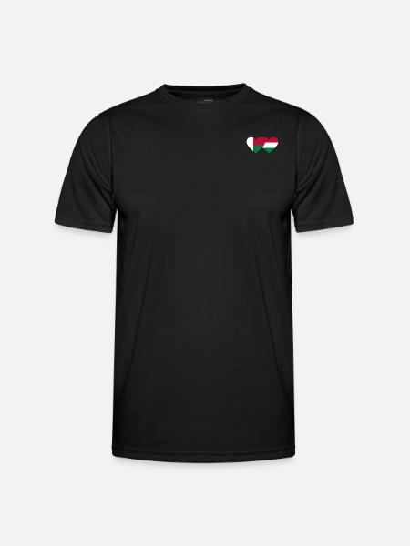 Madagascar Hungary Flag Heart - Men's Functional T-Shirt - black