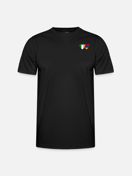 Ireland Armenia Flag Heart - Men's Functional T-Shirt - black