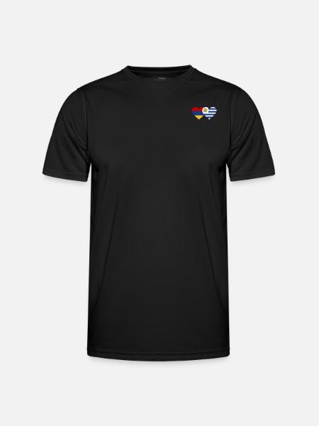Armenia Uruguay Flag Heart - Men's Functional T-Shirt - black