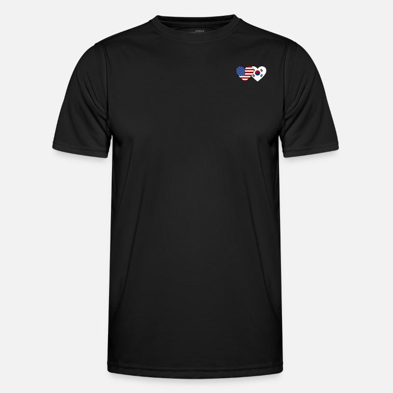 États-Unis, Corée du Sud, Drapeau Coeur T-shirt sport Homme