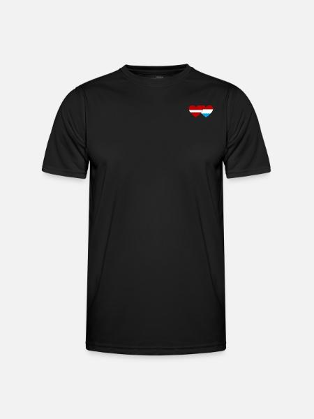 Latvia Luxembourg Flag Heart - Men's Functional T-Shirt - black