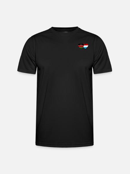 Kenya Luxembourg Flag Heart - Men's Functional T-Shirt - black