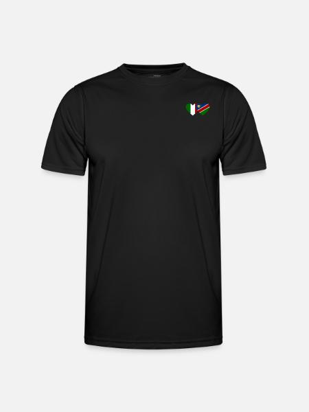 Italy Namibia Flag Heart - Men's Functional T-Shirt - black