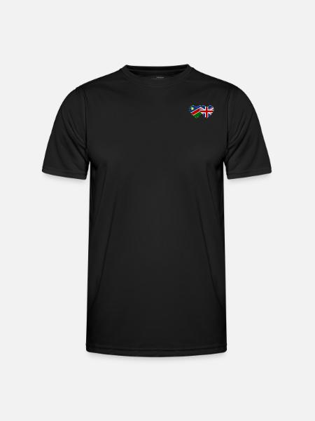 Namibia Great Britain Flag Heart - Men's Functional T-Shirt - black