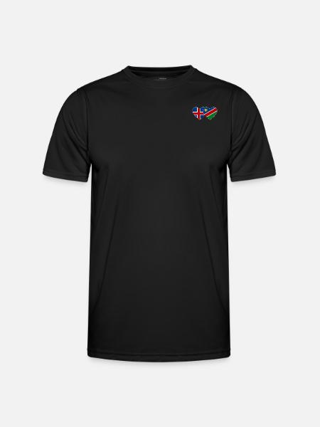 Iceland Namibia Flag Heart - Men's Functional T-Shirt - black