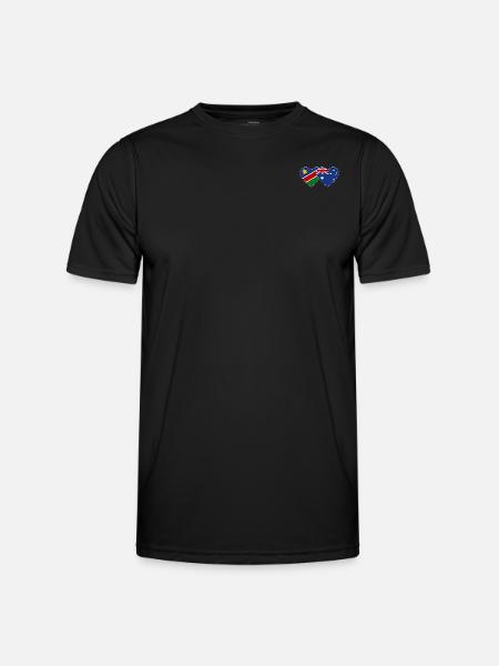 Tunisia Australia Flag Heart - Men's Functional T-Shirt - black