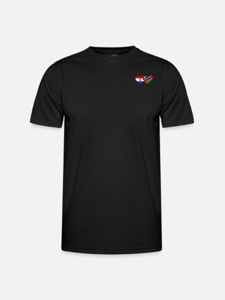 Dominican Republic of Namibia Flag Heart - Men's Functional T-Shirt - black