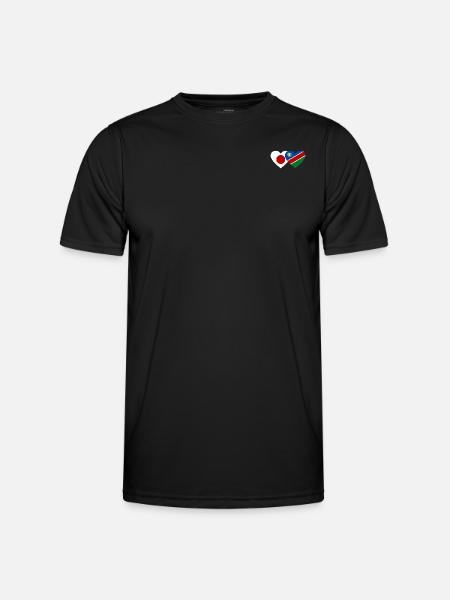 Japan Namibia Flag Heart - Men's Functional T-Shirt - black