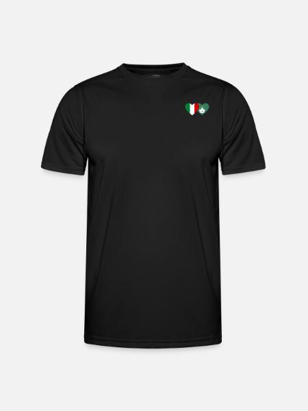 Italy Macau Flag Heart - Men's Functional T-Shirt - black