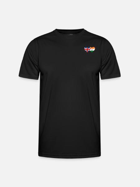 Angleterre Inde drapeau coeur - T-shirt sport Homme - noir