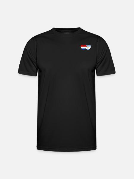 Hollande Argentine Drapeau Coeur - T-shirt sport Homme - noir