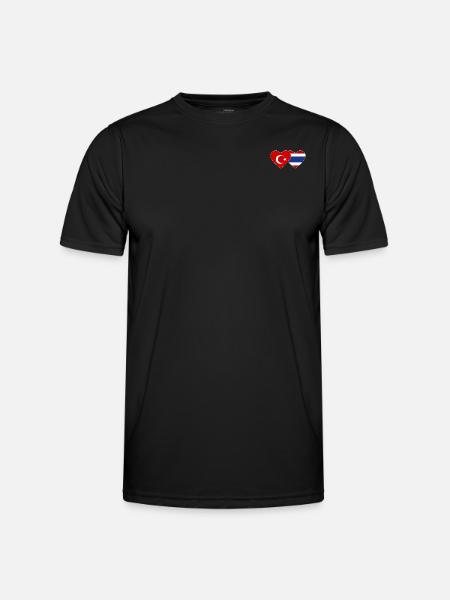 Turkey Thailand Flag Heart - Men's Functional T-Shirt - black