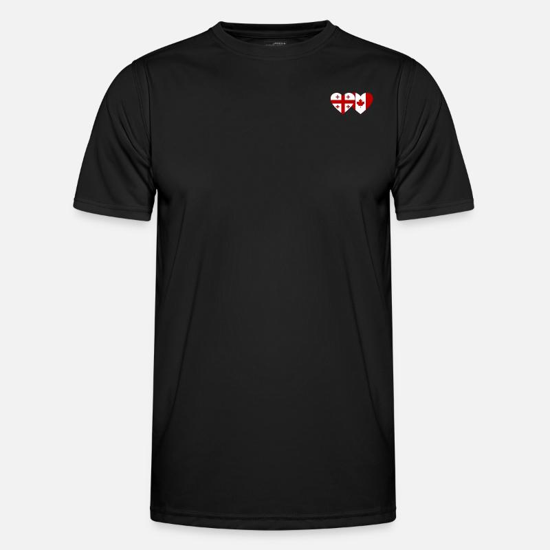 Georgia Canada flag heart - Men's Functional T-Shirt - black
