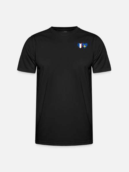 France Kosovo Flag Heart - Men's Functional T-Shirt - black