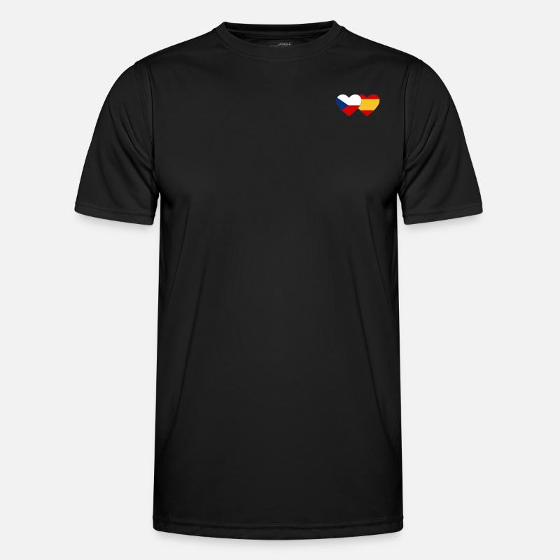 République tchèque Espagne Drapeau Coeur T-shirt sport Homme
