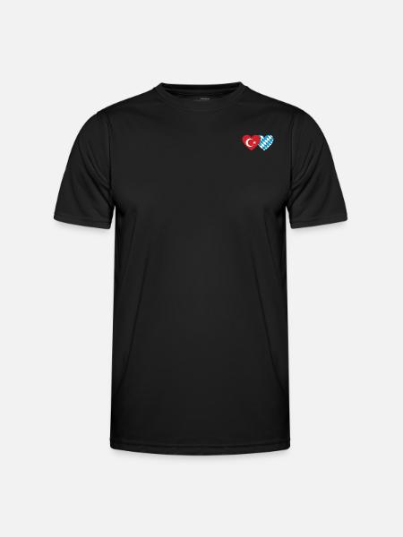 Turkey Bavaria Flag Heart - Men's Functional T-Shirt - black