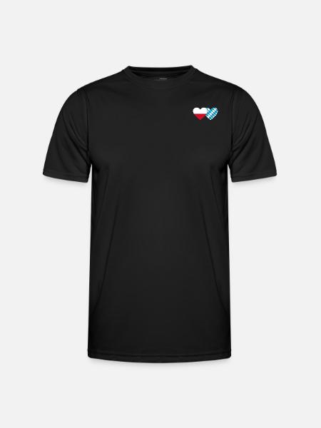 Pologne Bavière Drapeau Coeur - T-shirt sport Homme - noir