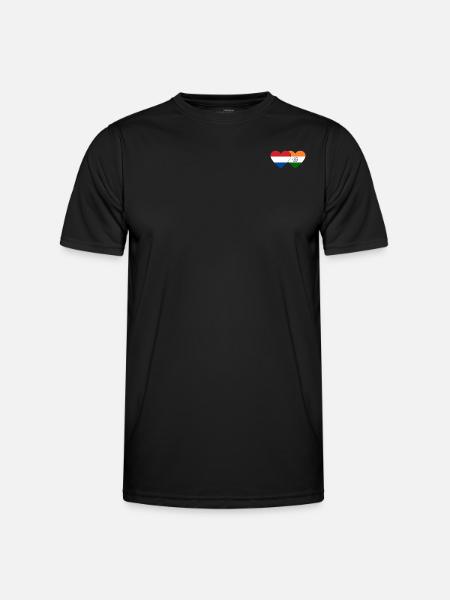 Holland India Flag Heart - Men's Functional T-Shirt - black