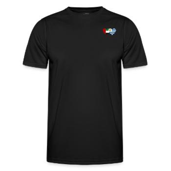 Vereinigte Arabische Emirate Uruguay Flagge Herz - Männer Funktions-T-Shirt - Schwarz - Vorne - AI Model Male 178 dark (178cm)