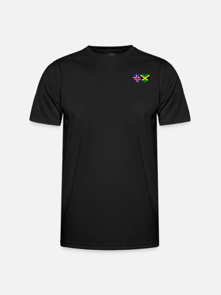 Iceland Jamaica Flag Heart - Men's Functional T-Shirt - black