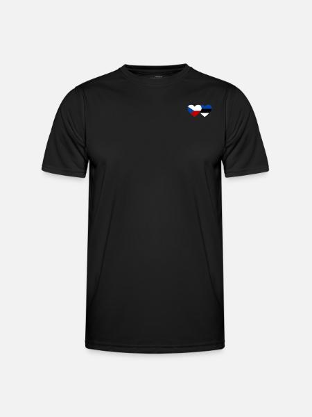 République tchèque Estonie Drapeau Coeur - T-shirt sport Homme - noir