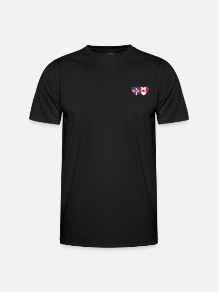 Iceland Canada Flag Heart - Men's Functional T-Shirt - black