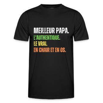 Le Vrai Meilleur Papa Cadeau Homme - T-shirt sport Homme - noir - Devant - AI Model Male 178 dark (178cm)