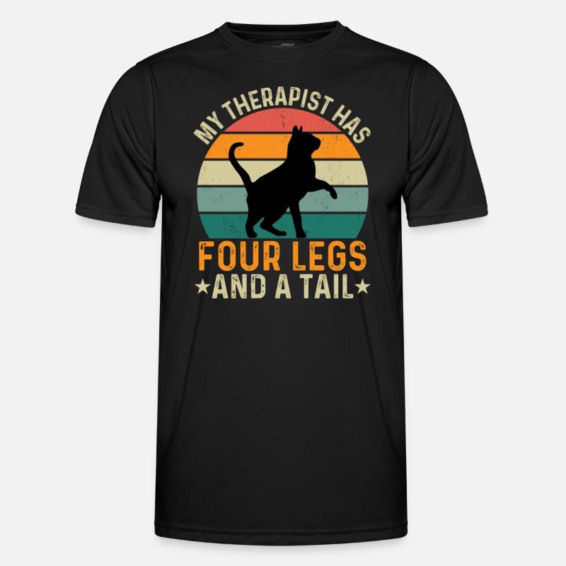 Min terapeut har fire ben og en hale - kat - Funktionsshirt til herrer - sort