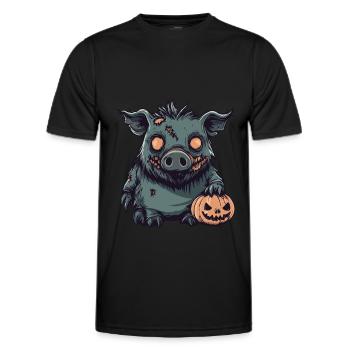 Cochon Halloween Zombie Sanglier - T-shirt sport Homme - noir - Devant - AI Model Male 178 dark (178cm)
