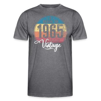 Millésime Fabriqué en 1965 Année de naissance 1965 Anniversaire - T-shirt sport Homme - mélange sombre  - Devant - AI Model Male 178 dark (178cm)