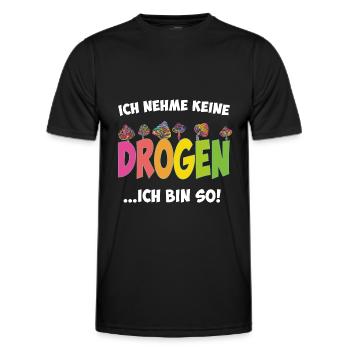 Ich nehme keine Drogen - Ich bin so - Männer Funktions-T-Shirt - Schwarz - Vorne - AI Model Male 178 dark (178cm)